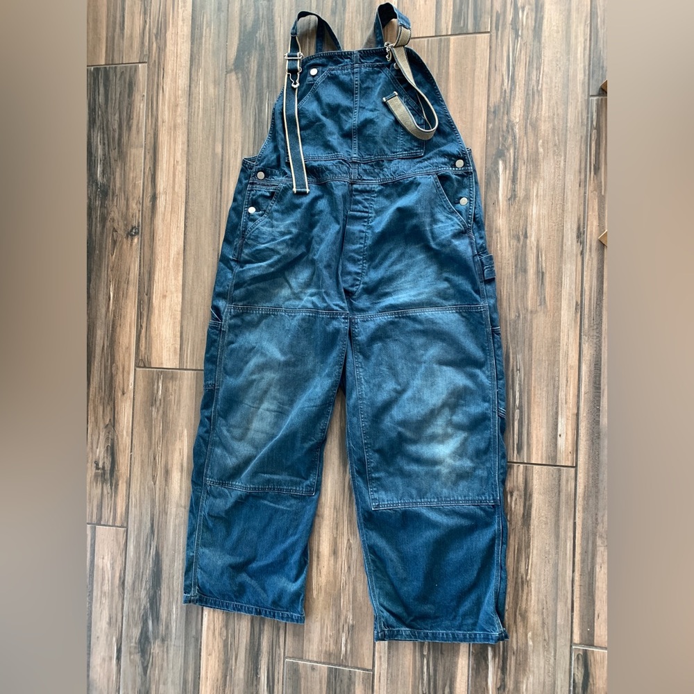 45rpm/45R UNISEX Mont Brown Denim 908 Overall Distressed Size 12-45inches